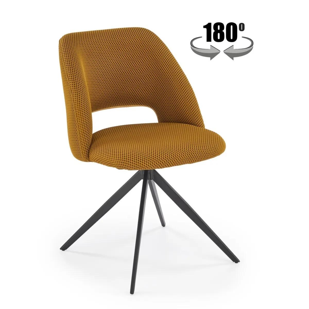 Krzesło tapicerowane K546 musztardowe obracane