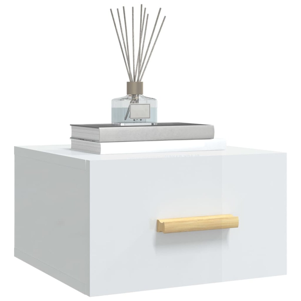 vidaXL Wisząca szafka nocna, biała o wysokim połysku, 35x35x20 cm