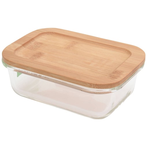 Pojemnik szklany z bambusową pokrywką, 370 ml