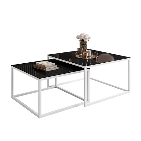 Okrągły kawowy YOSHI 2w1 biały czarne szkło 35/41 cm