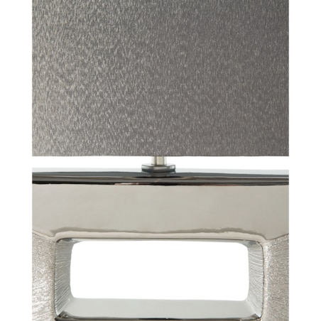 Lampka nocna porcelanowa srebrna ONYX