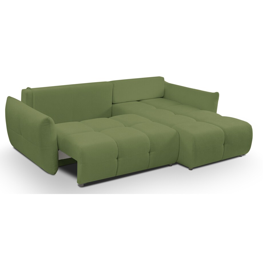Narożnik z funkcją spania do salonu BOSE, prawostronny, zielony