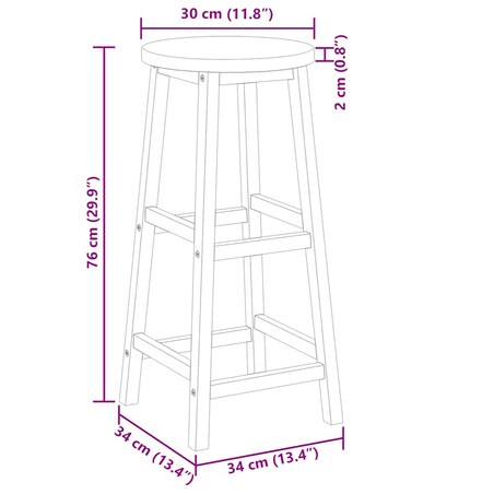 vidaXL Stołki barowe, 2 szt., lite drewno akacjowe