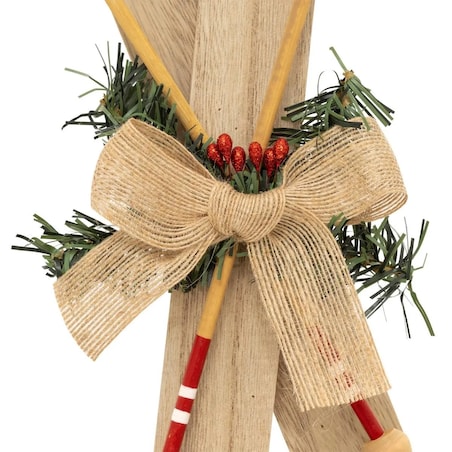 Zawieszka drewniana, narty ze stroikiem, 45 cm, kpl. 4 szt.