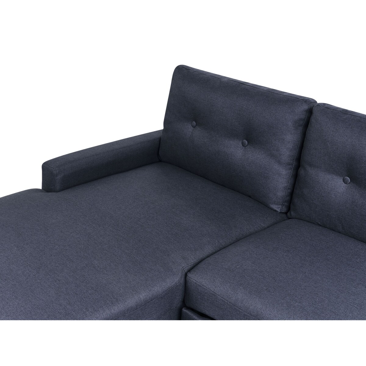 Narożnik rozkładany FLAKK Granatowy ze schowkiem dla 4 osób Prawostronny