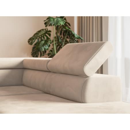 Narożnik ALEX z regulowanymi zagłówkami, lewostronny - Matt Velvet beżowy