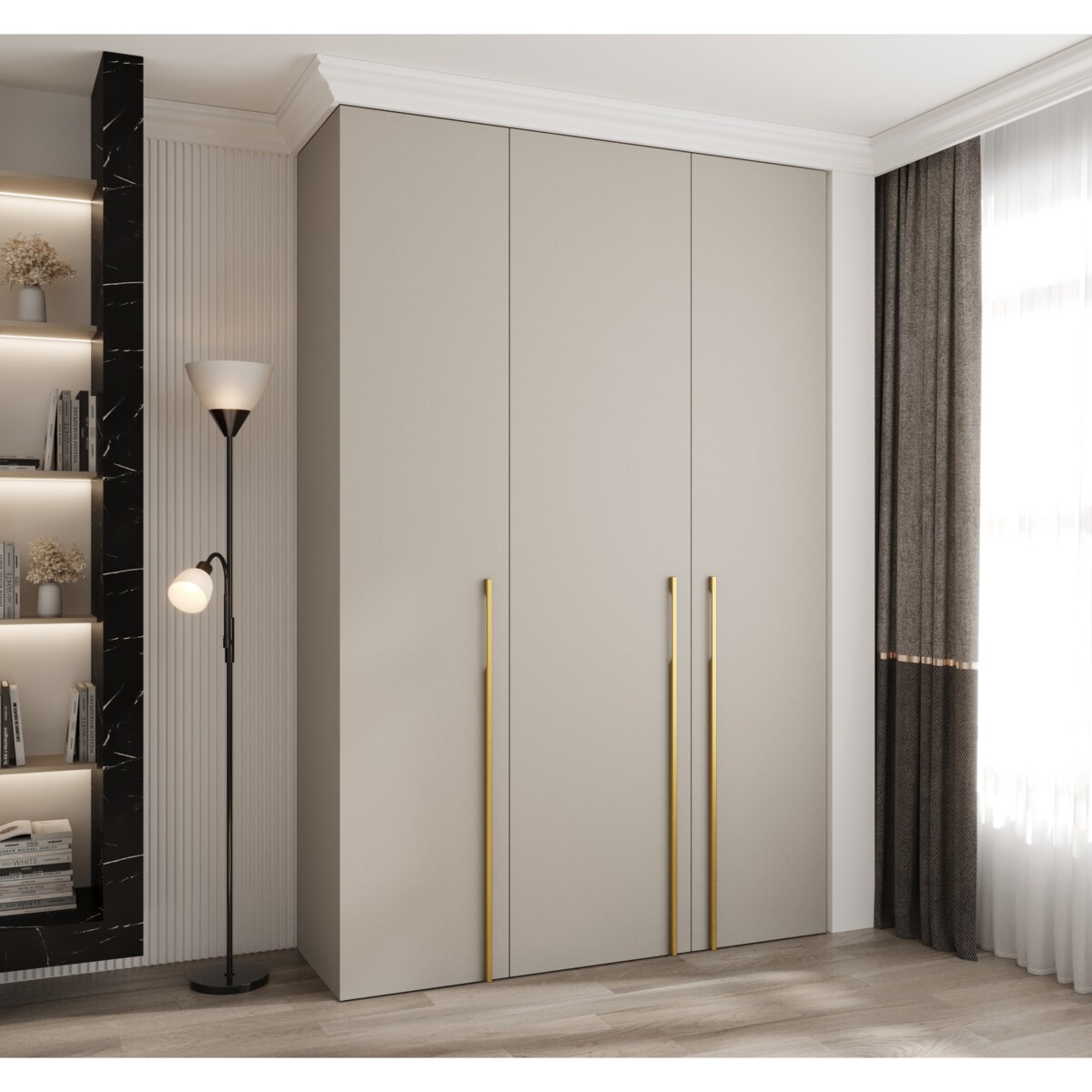 Szafa trzydrzwiowa Como 3 160 gł.50 kaszmir+złoty