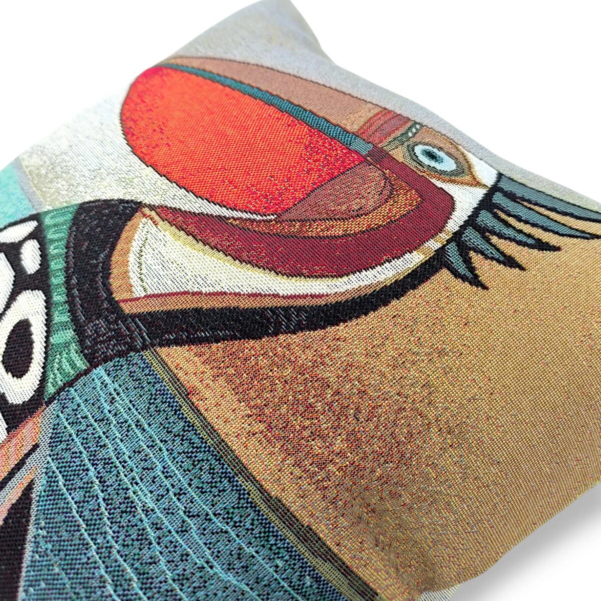 Dwustronna poduszka dekoracyjna z pelikanem 45x45 – hiszpański żakard