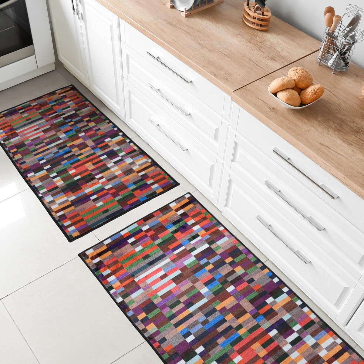 Dywan, chodnik nowoczesny geometryczny Piksel 50x80 cm e-floor wielokolorowy