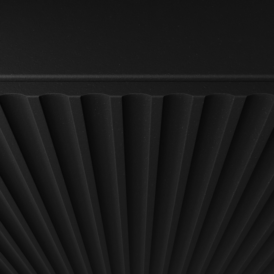 Szafka RTV NOELI, wisząca z ryflowanymi frontami pod telewizor- czarna