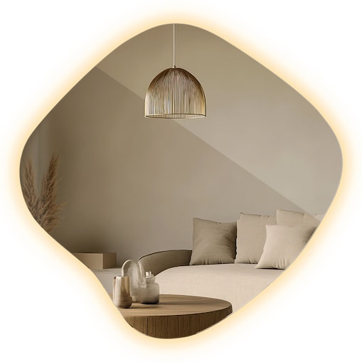 Lustro Nieregularny Kształt LED - 67,6x67 cm - Ciepłe Światło