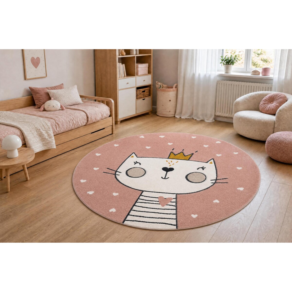 Dywan KIDDO 6106 koło jasny róż / biały koło 120 cm