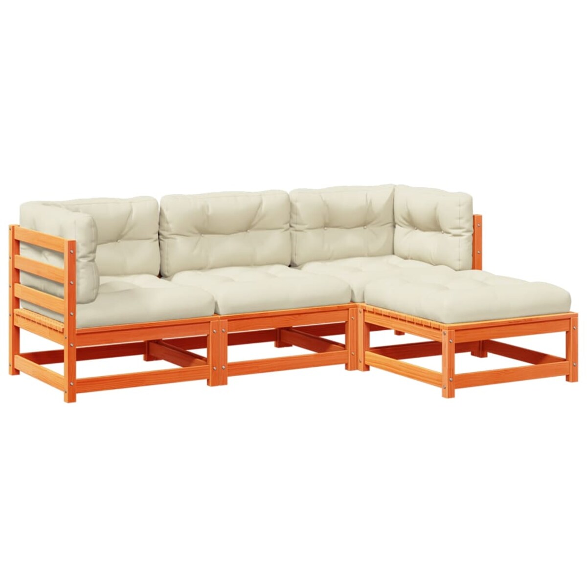 vidaXL 4-cz. zestaw wypoczynkowy do ogrodu, z poduszkami, woskowy brąz