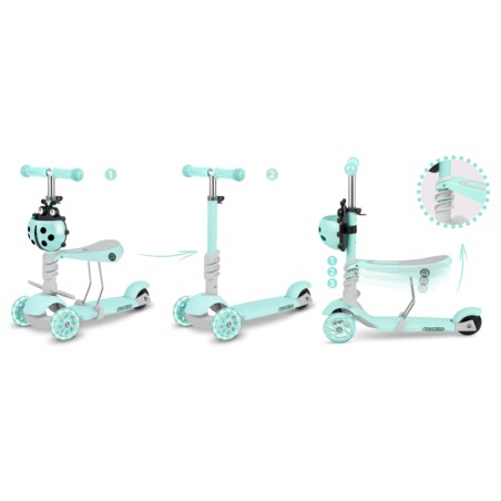 Hulajnoga trójkołowa balansowa dla dzieci 3w1 Ricokids Buggy miętowa