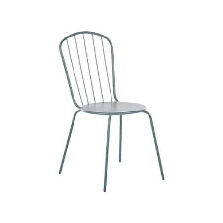 Zestaw ogrodowy metalowy stół i 4 krzesła jasnoniebieski CALVI z parasolem (16 opcji do wyboru)