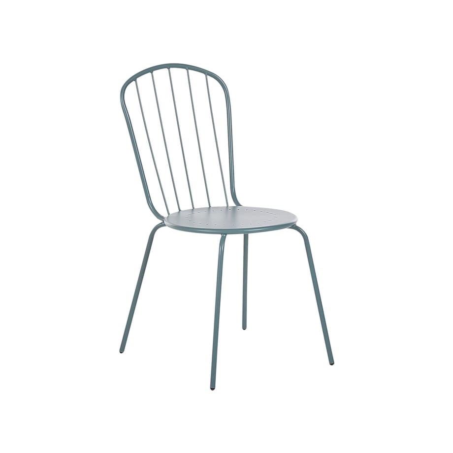 Zestaw ogrodowy metalowy stół i 4 krzesła jasnoniebieski CALVI z parasolem (16 opcji do wyboru)