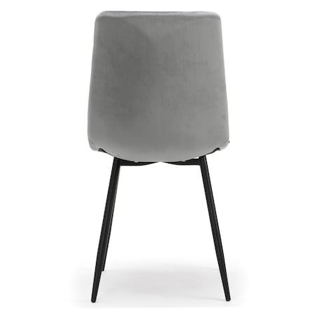 Krzesło tapicerowane pikowane welurowe do salonu jadalni PARMA jasnoszara