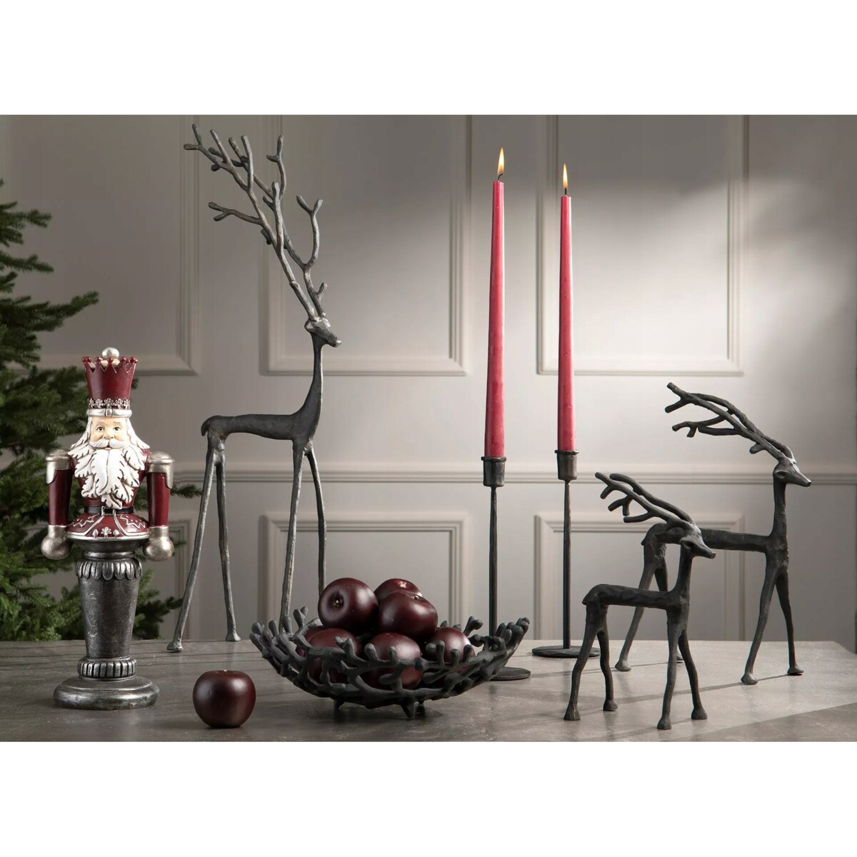 FIGURKA RENIFER 37cm dekoracyjna metalowa czarna loft jeleń ozdoba prezent