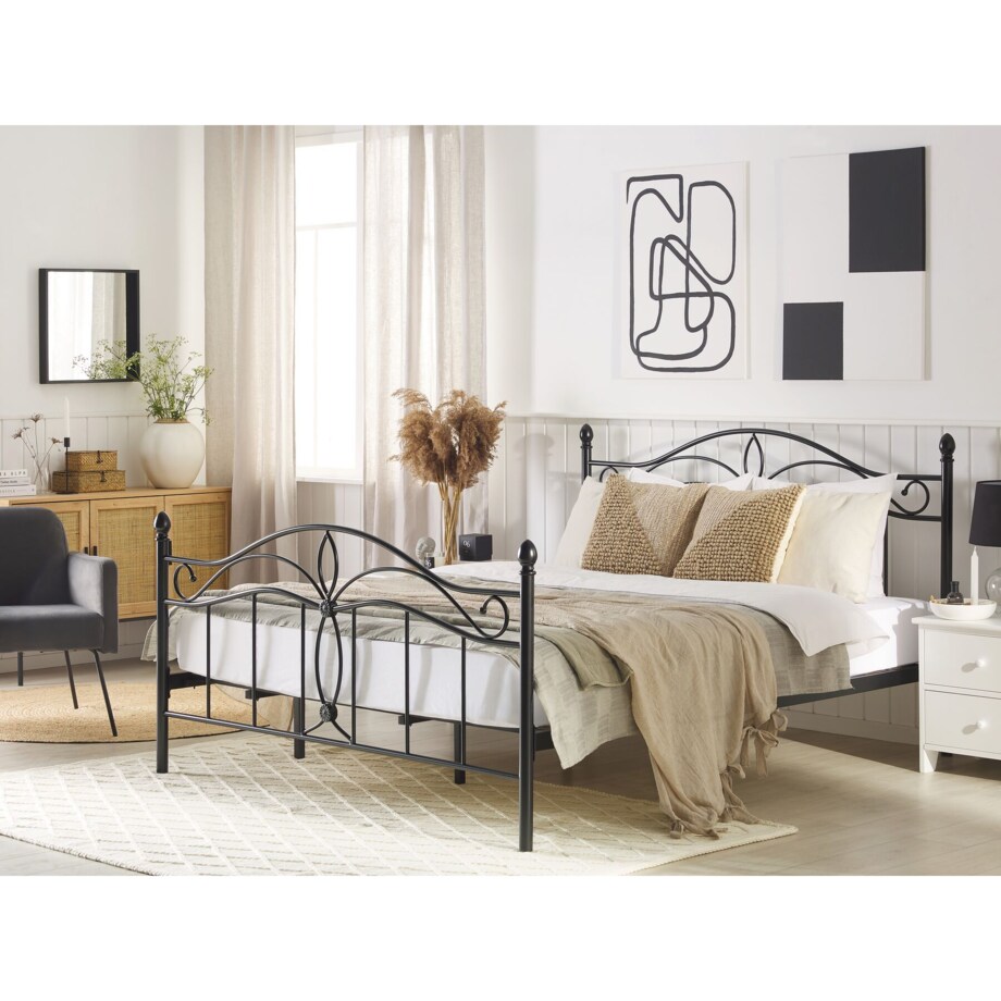 Łóżko metalowe 180 x 200 cm czarne ANTLIA