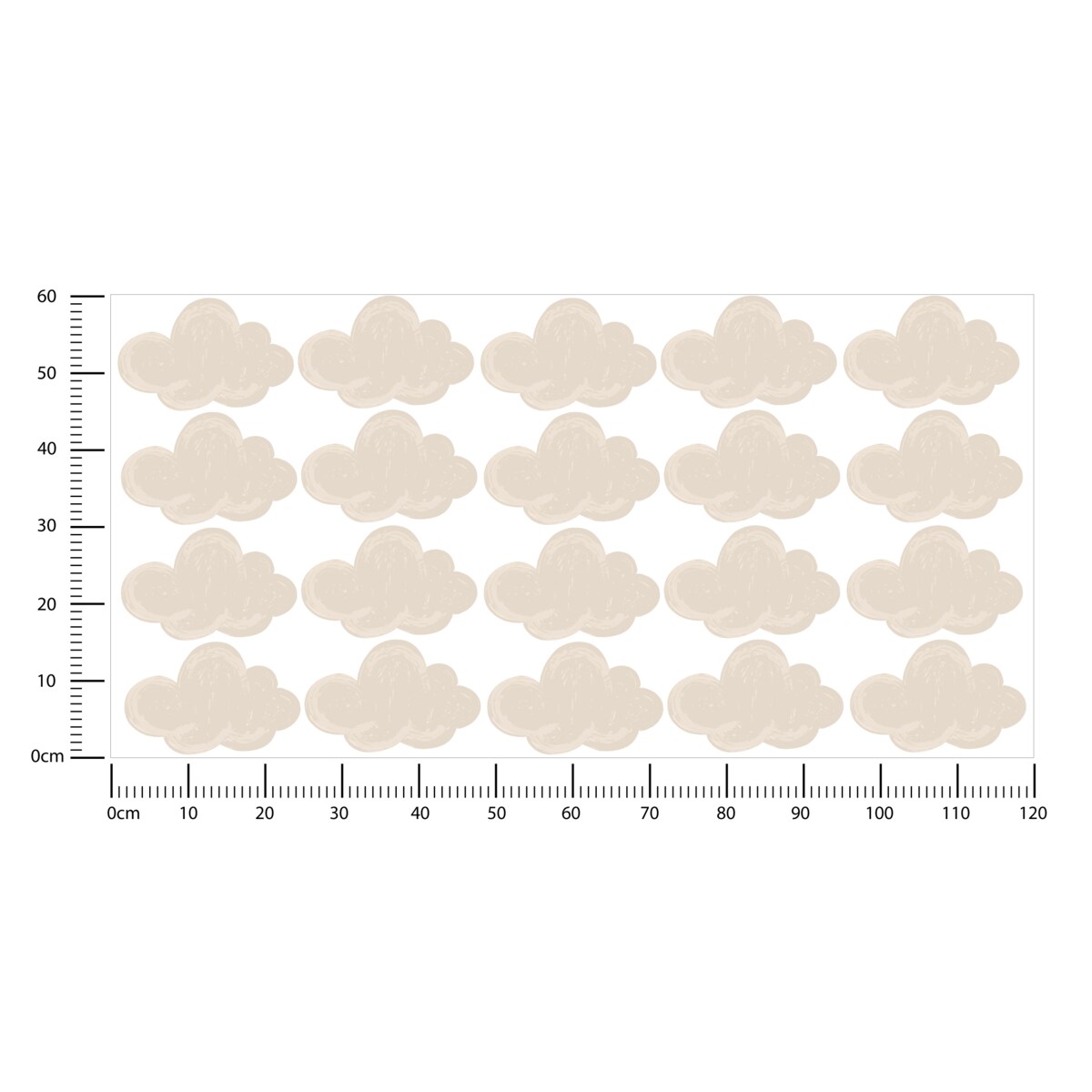 Naklejki Dla Dzieci Beżowe Chmury Pastelowe Chmurki Styl Boho Zestaw 120x60cm