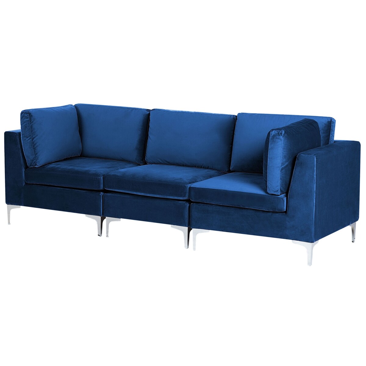 Sofa modułowa 3-osobowa welurowa niebieska EVJA