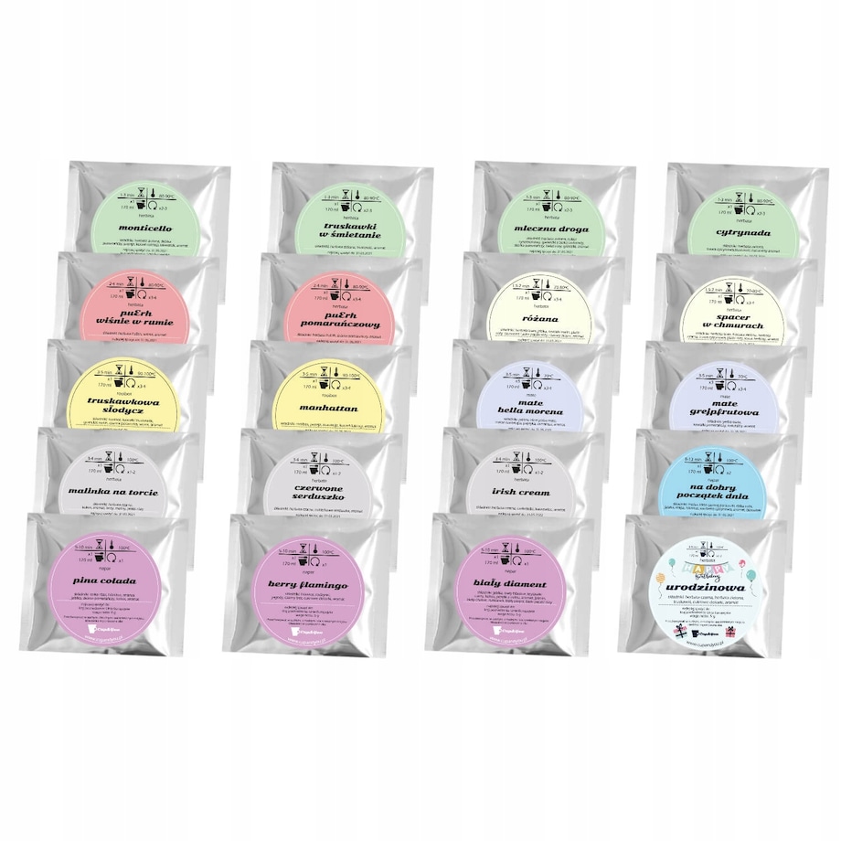 Prezent upominek urodzinowy zestaw 20 herbat sypanych PREMIUM w saszetkach po 5g dla żony męża siostry brata kobiety faceta niej niego