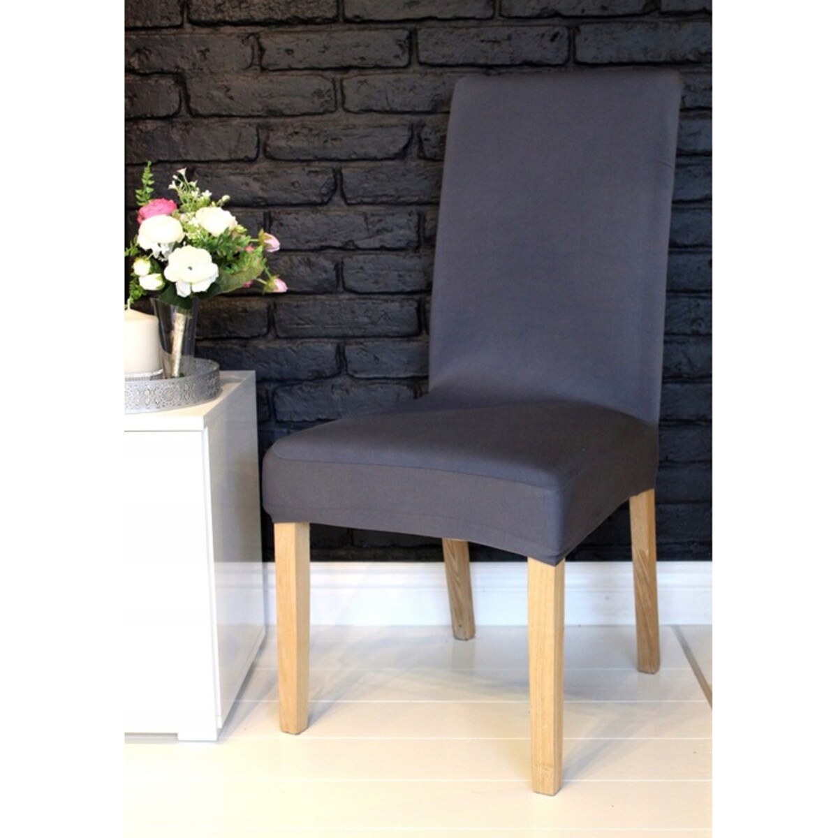 POKROWIEC NA KRZESŁO GRAFITOWY ELASTYCZNY [21E]