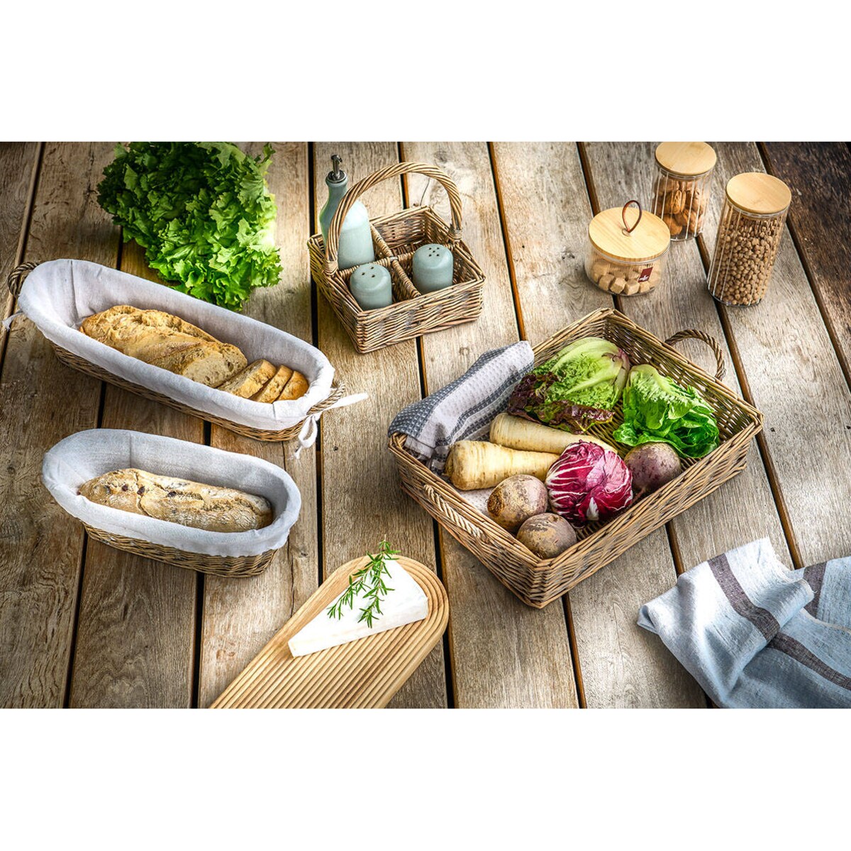 Wiklinowa taca z uchwytami, 41 x 30 cm