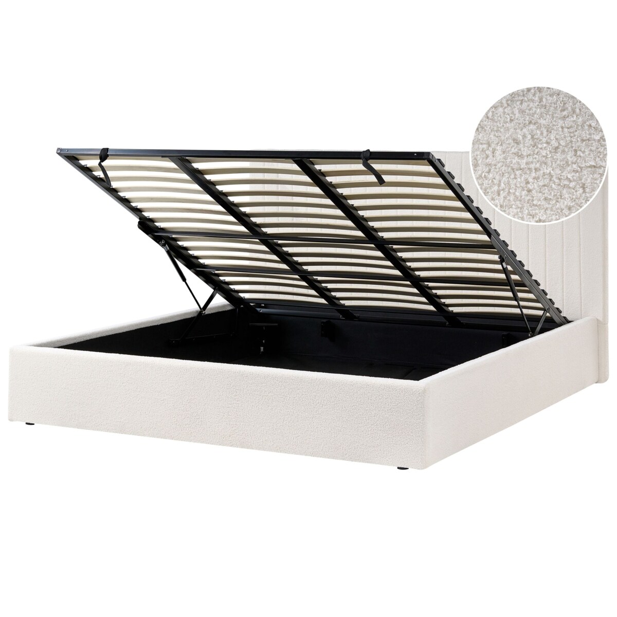 Łóżko z pojemnikiem Boucle VION 180 x 200 cm Złamana biel