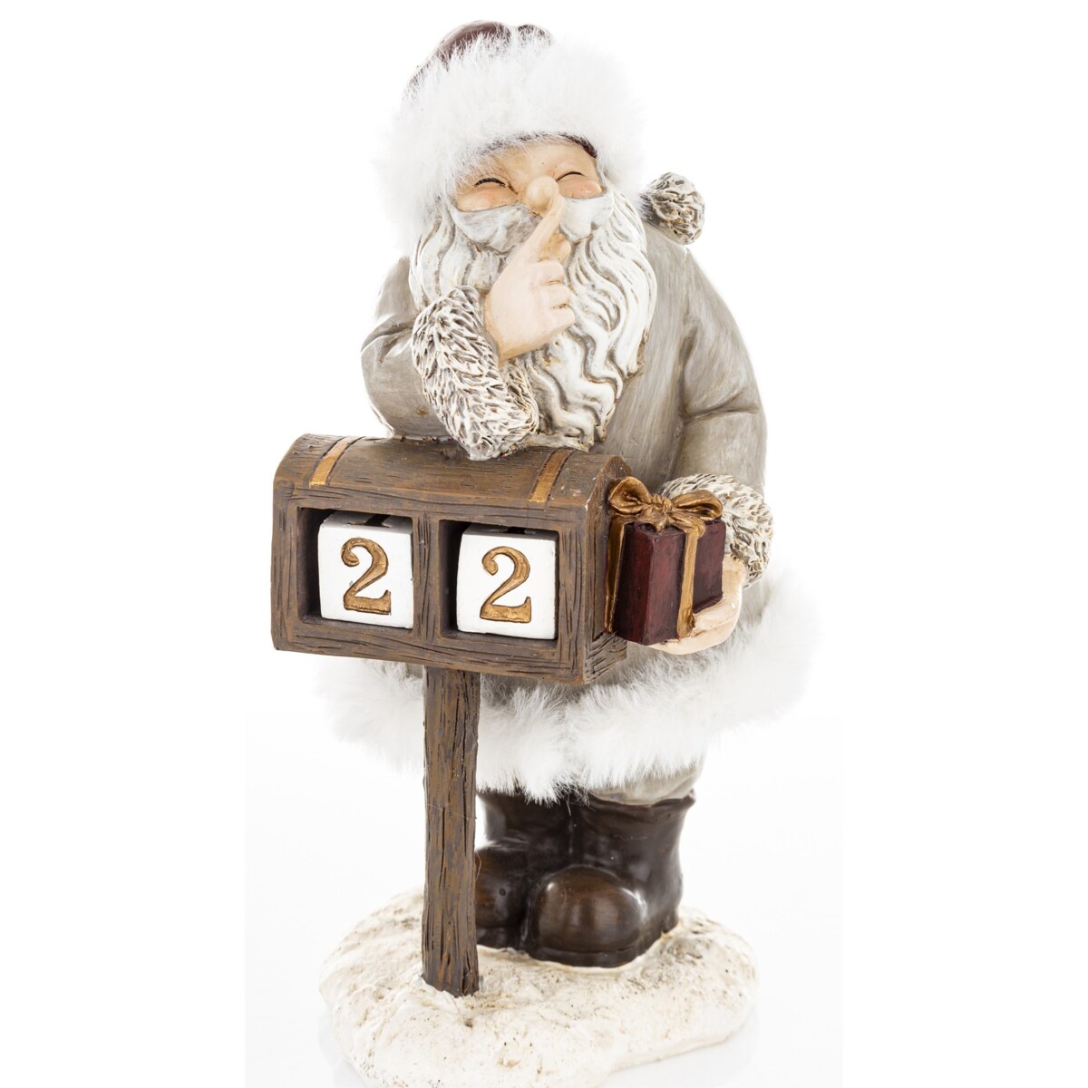 Figurka świąteczna Święty Mikołaj 21x11x12 cm SEDUTA-2 przy skrzynce pocztowej