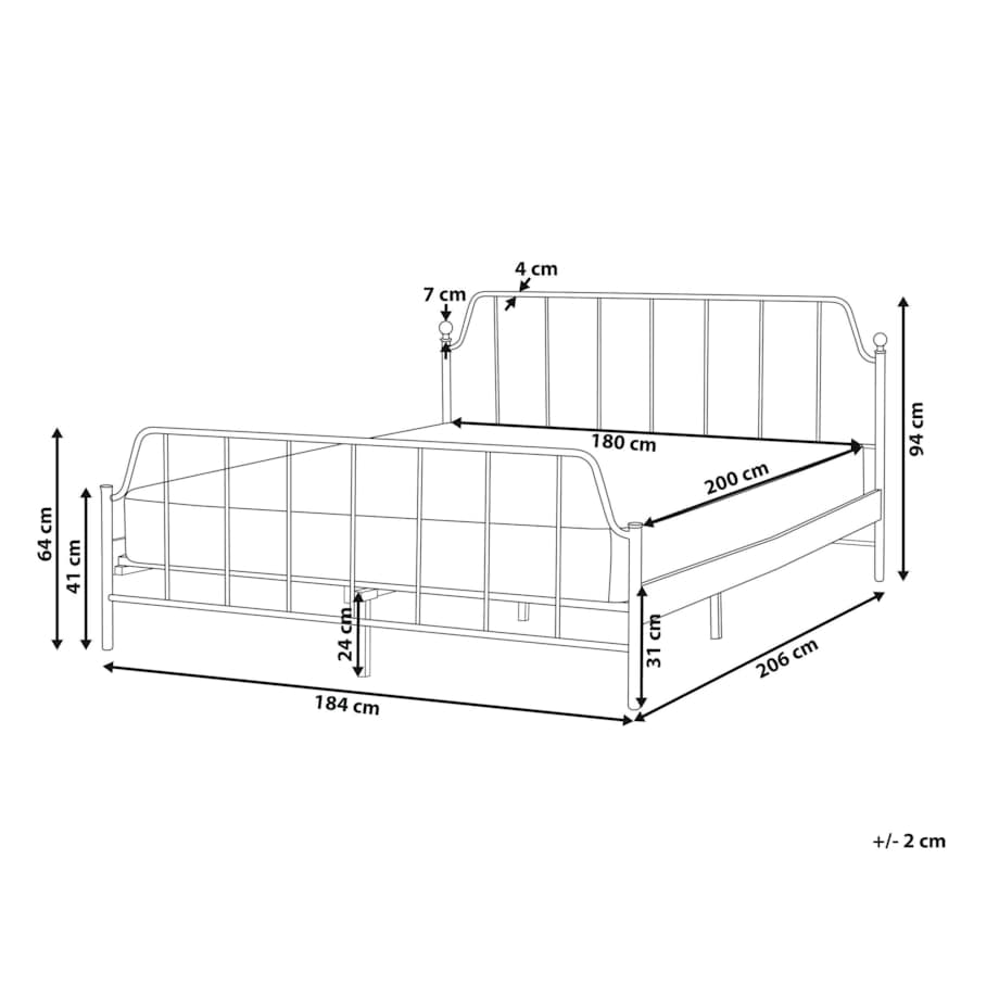 Łóżko metalowe 180 x 200 cm czarne MAURESSAC