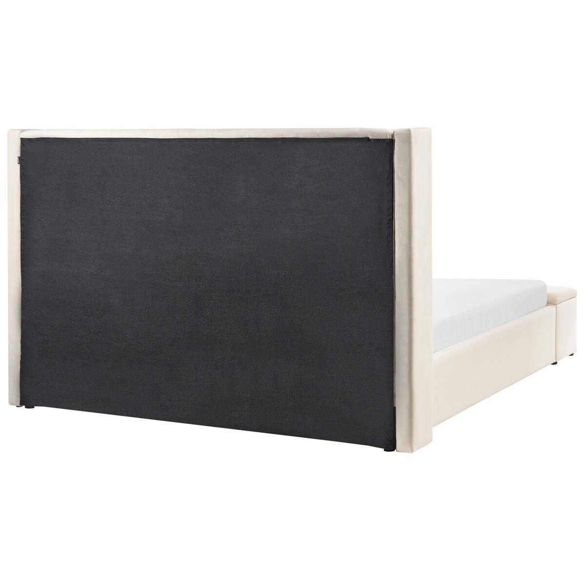 Łóżko z ławką Welur NOYERS 180 x 200 cm Złamana biel