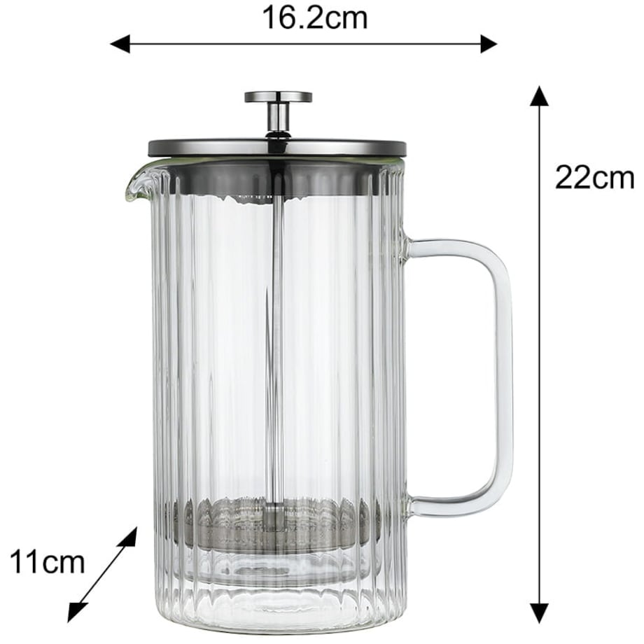 Zaparzacz do kawy herbaty szklany 1000ml French Press srebrny KLAUSBERG