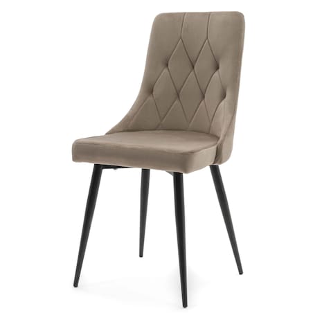 Krzesło tapicerowane welurowe do salonu jadalni CAREN ciemnobeżowe