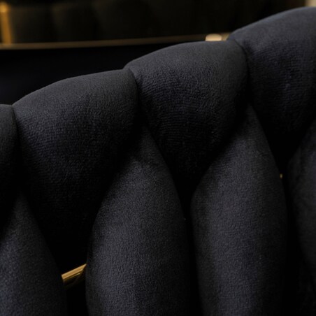 Krzesło Tapicerowane Glamour CAPI Plecione Czarne Do Salonu