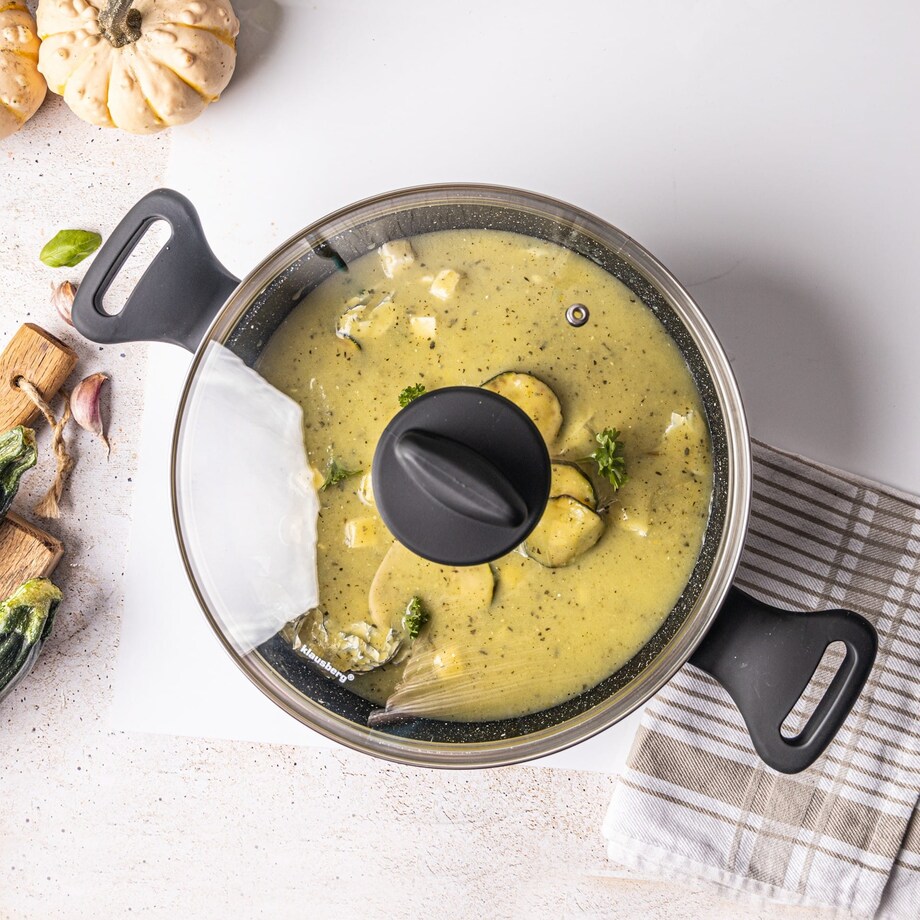 Garnek z powłoką marmurową czarny indukcja gaz 24cm 3.7L KLAUSBERG