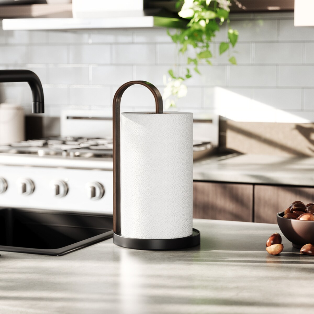 UMBRA stojak na ręcznik papierowy BELLWOOD czarny/orzech