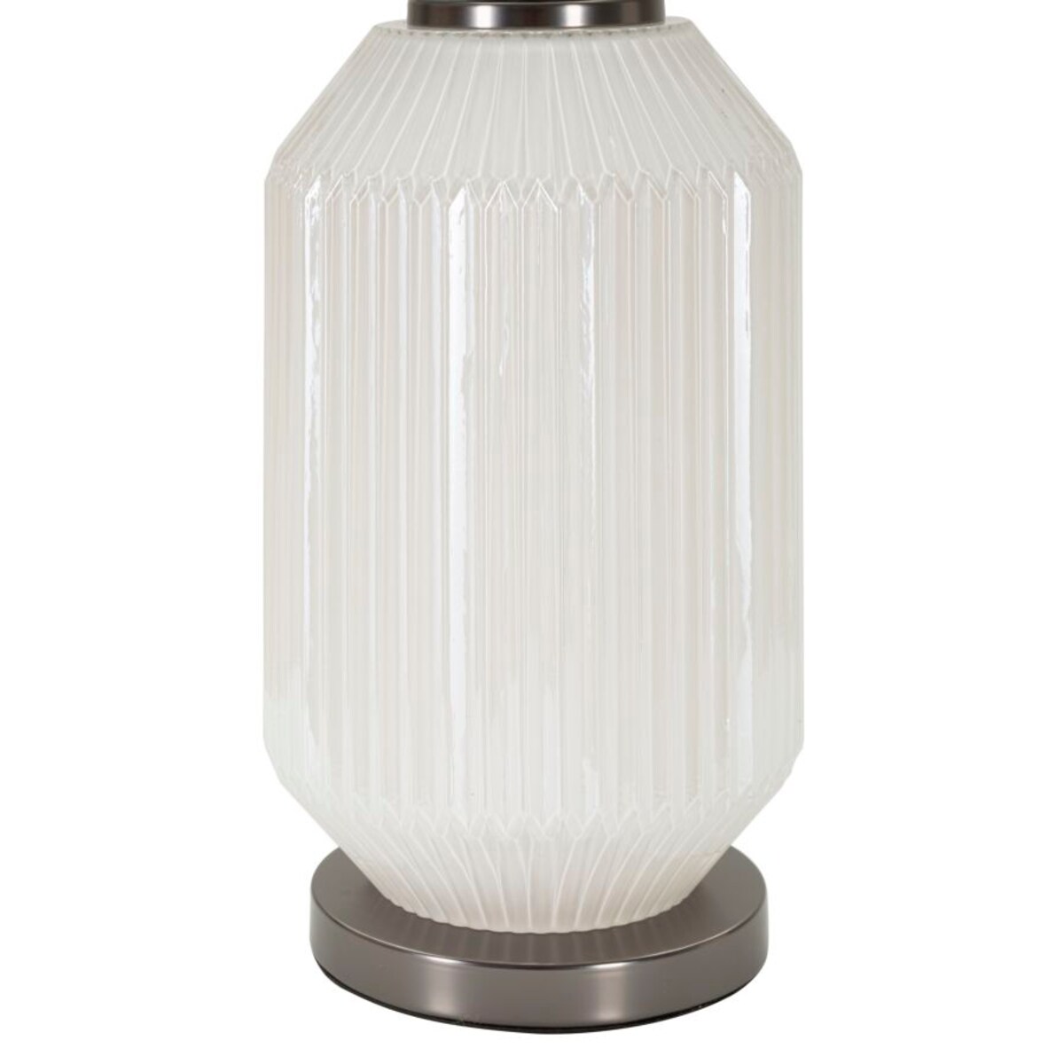 Lampa stołowa Brighty, kolor biały i szary, szkło i żelazo, 37,5 x 37,5 x 65 cm, 1 x E27, styl nowoczesny, do salonu i sypialni, Mauro Ferretti