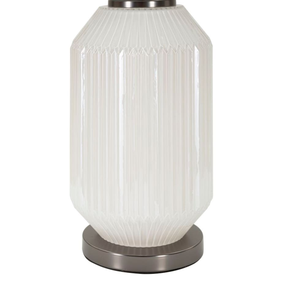 Lampa stołowa Brighty, kolor biały i szary, szkło i żelazo, 37,5 x 37,5 x 65 cm, 1 x E27, styl nowoczesny, do salonu i sypialni, Mauro Ferretti