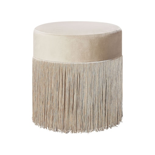 Puf z frędzlami ⌀ 36 cm beżowoszary VIRGINIA