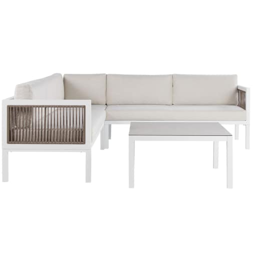 Narożnik ogrodowy ze stolikiem dla 4 osób BORELLO Lewostronny Metal Beżowy