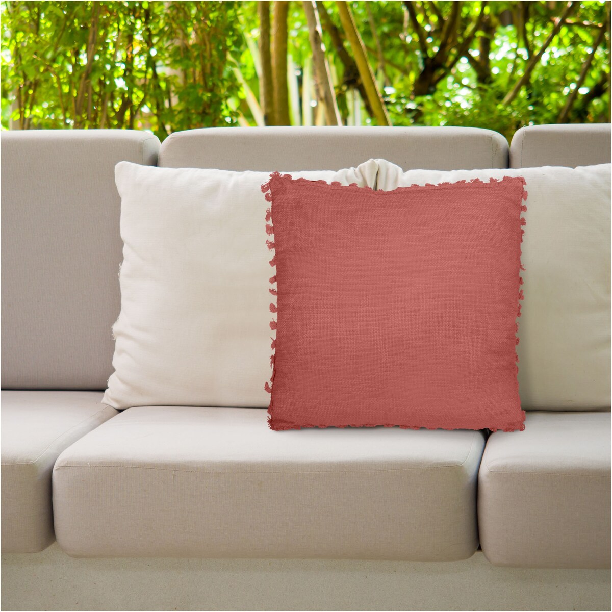 Poduszka Boho Z Frędzlami Dekoracyjna Ozdobna 45x45cm Czerwona