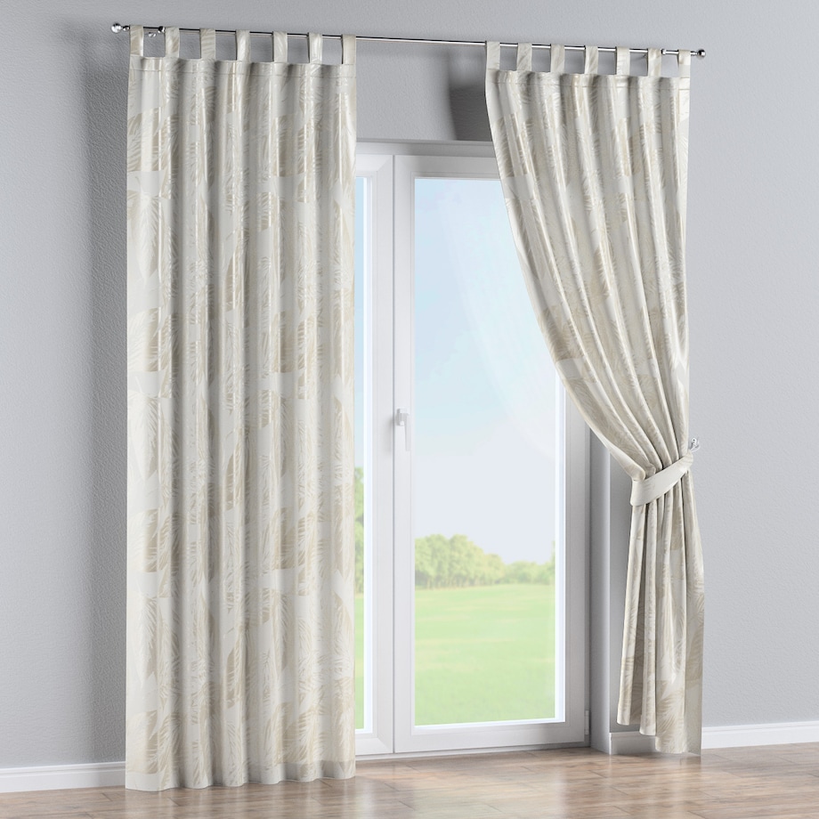 Zasłona na szelkach 1 szt. 130x245 szaro-beżowe liście