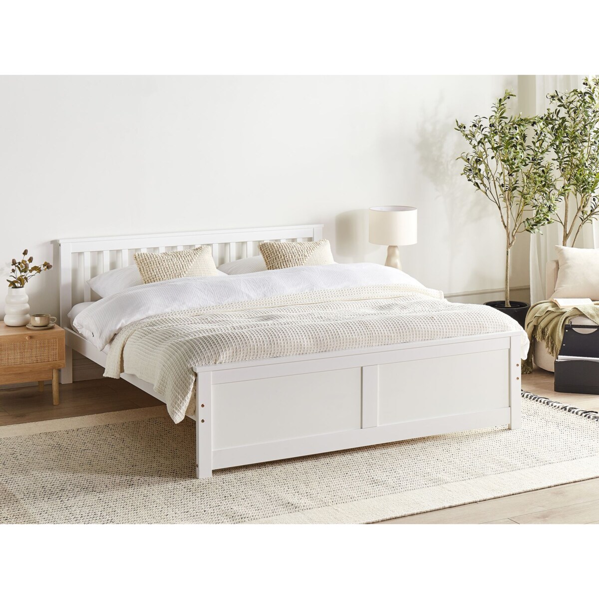 Łóżko OLENDON 160 x 200 cm Drewno Biały