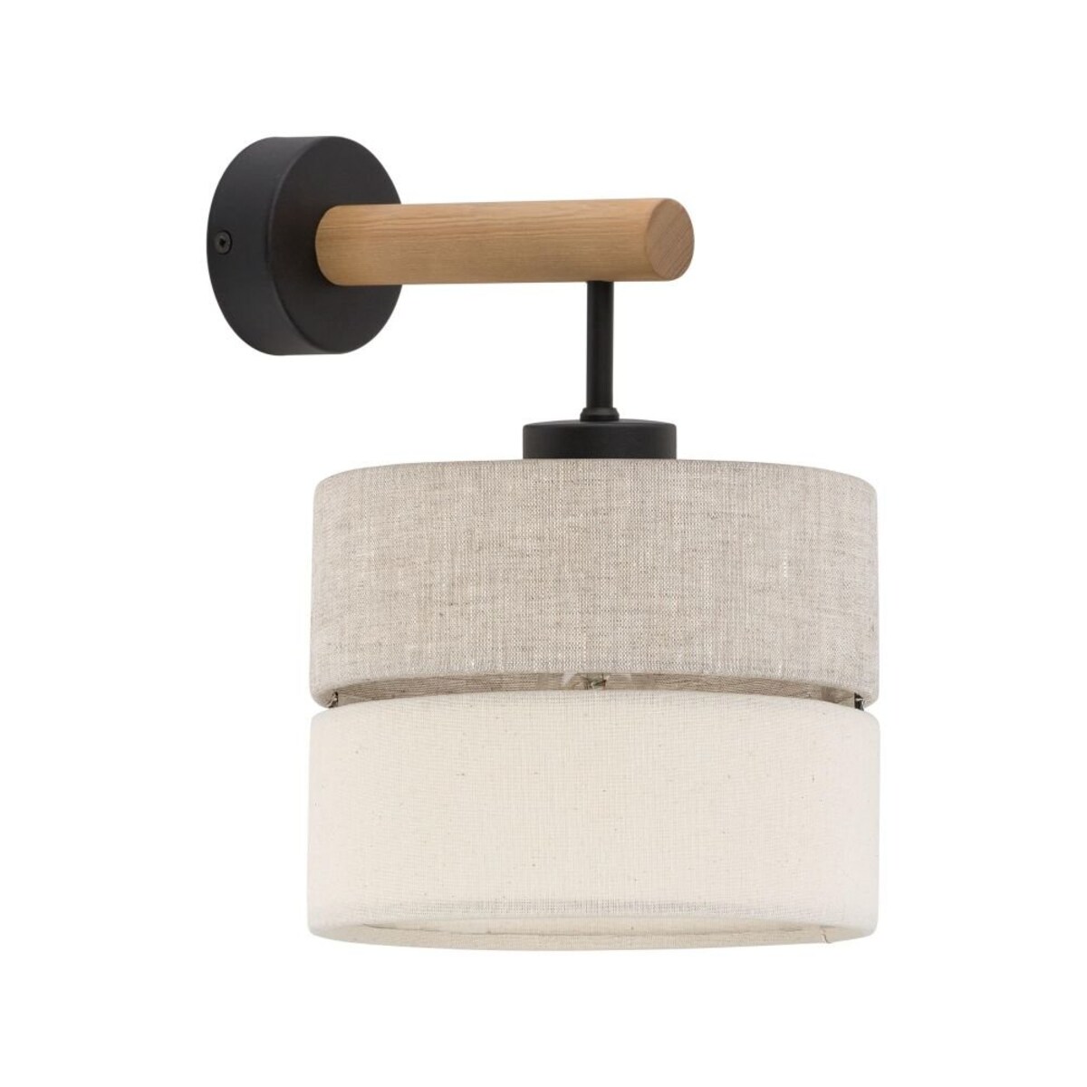 Kinkiet ścienny TK Lighting ECO 5776 E27 szaro-beżowy z drewnem i czernią, nowoczesna lampa do salonu i sypialni
