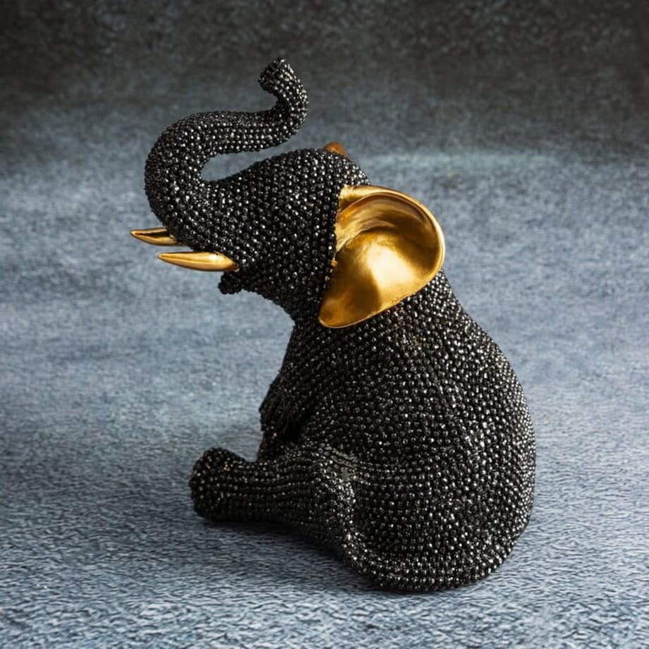 Figurka Ozdobna Słoń Słonik Dekoracyjna Eldo Czarny Glamour Połysk