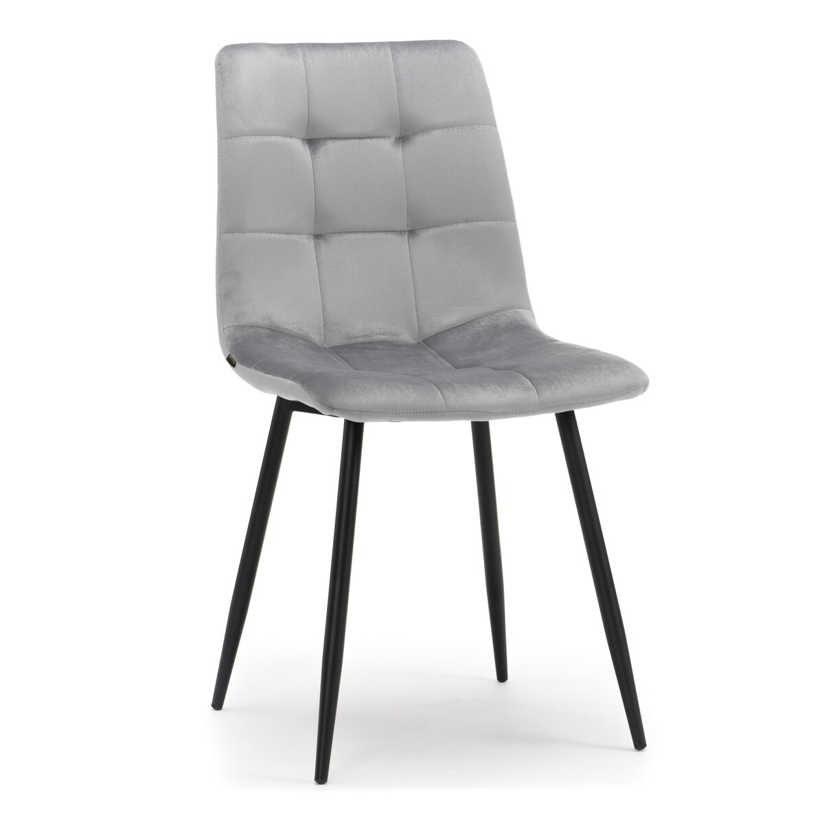 Krzesło tapicerowane pikowane welurowe do salonu jadalni PARMA jasnoszara