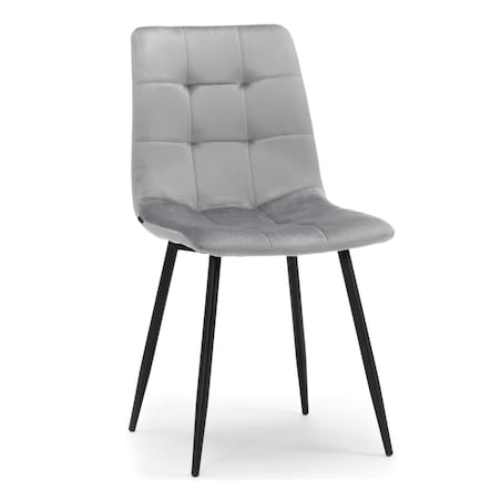 Krzesło tapicerowane pikowane welurowe do salonu jadalni PARMA jasnoszara