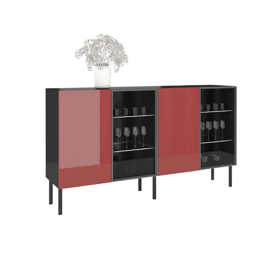 Podświetlana Witryna Lilka Czarna-Czerwona / szer. 138 cm