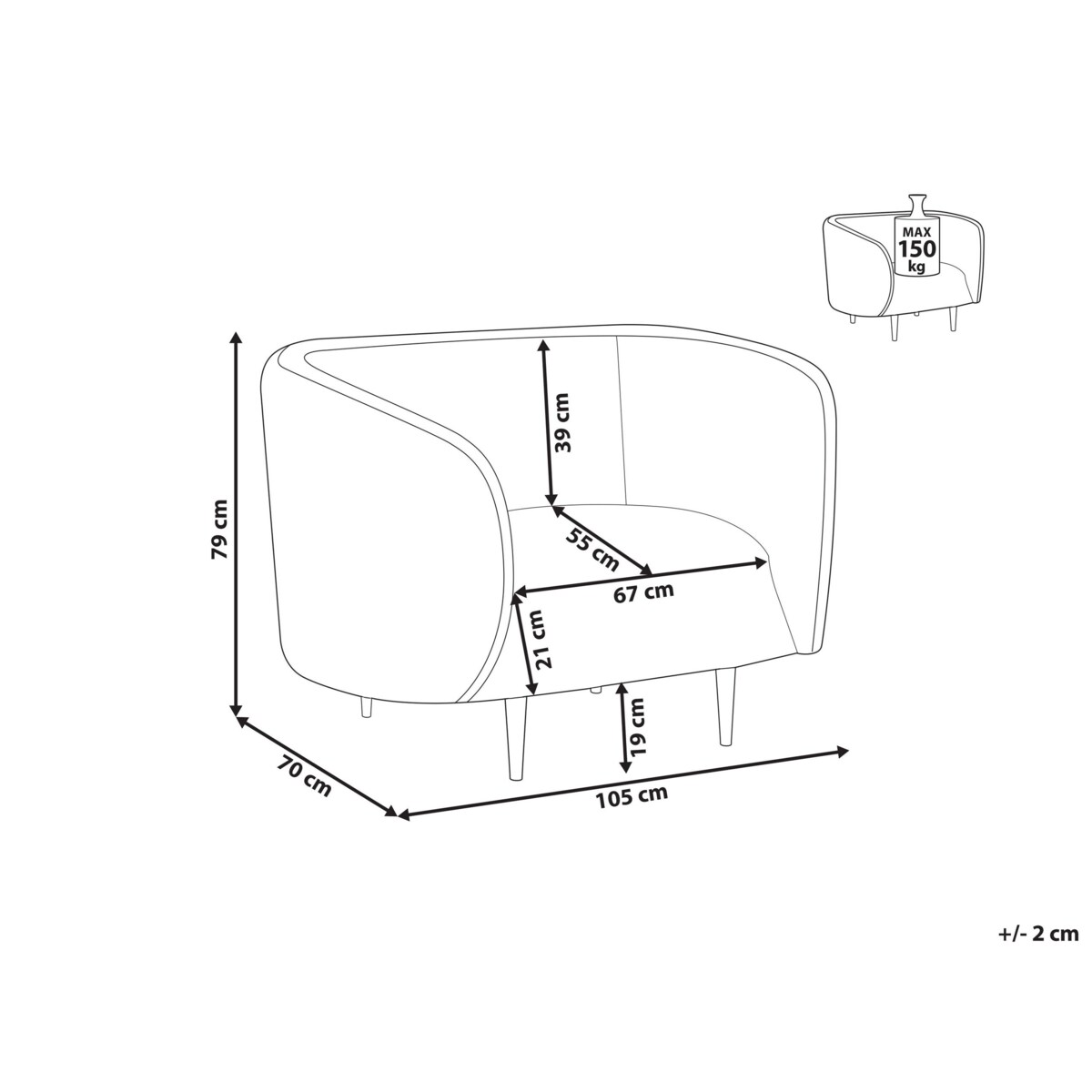 Fotel tapicerowany beżowy ze złotym LOEN
